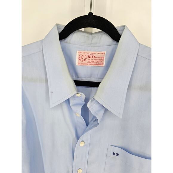 Nita Fashion Men's Sky Blue Long Sleeve Button-Down Casual Dress Shirt XXL - Picture 3 of 4